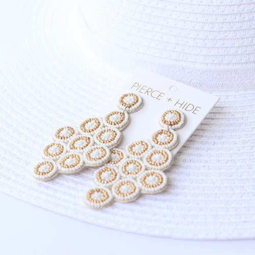 White & Gold Plaza Earrings.