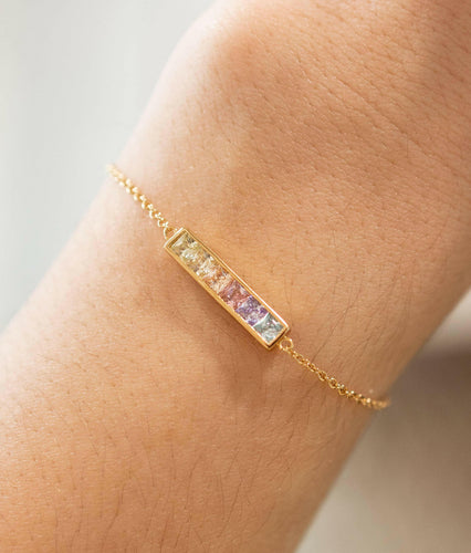 Pastel Ombre Bar Bracelet in Gold.