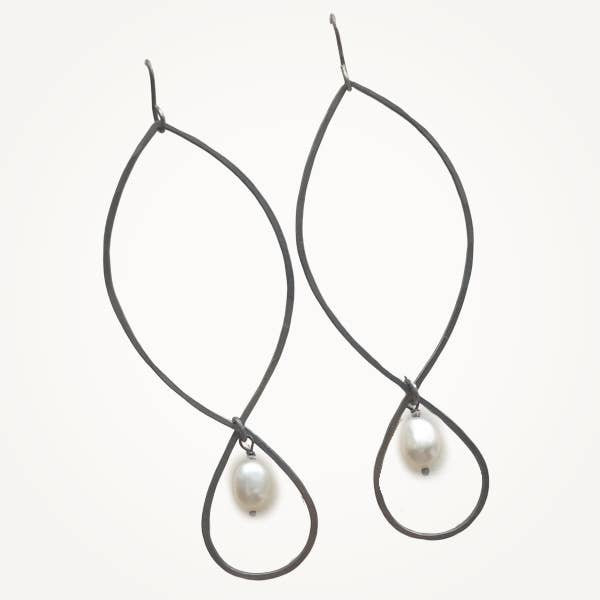 Marquise Drop Earrings Pearl • Sterling Silver