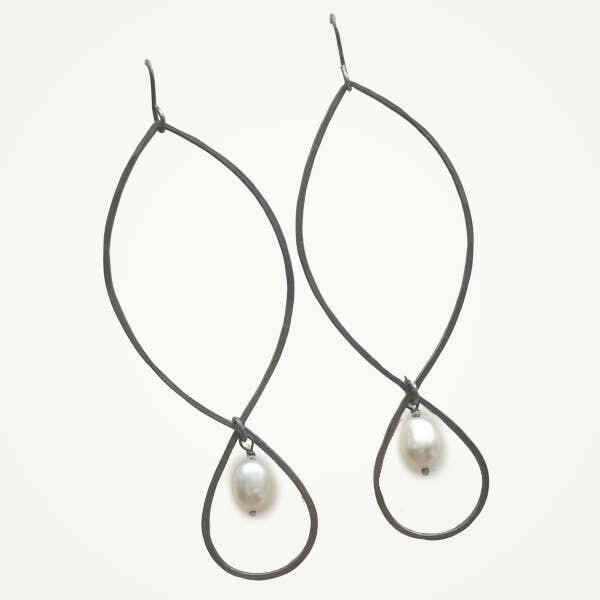 Marquise Drop Earrings Pearl • Sterling Silver.