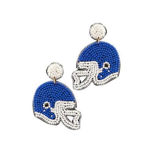 Blue + White Beaded Helmet.