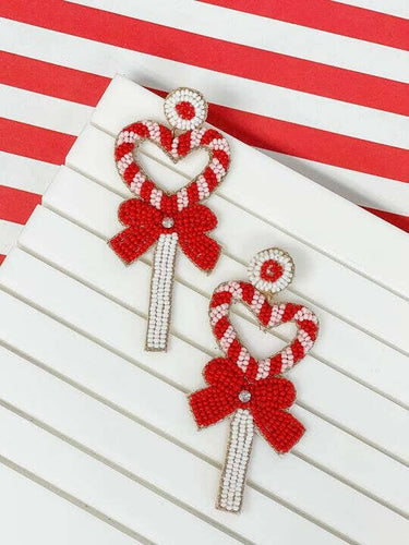 Heart Wand Beaded Dangle Earrings.