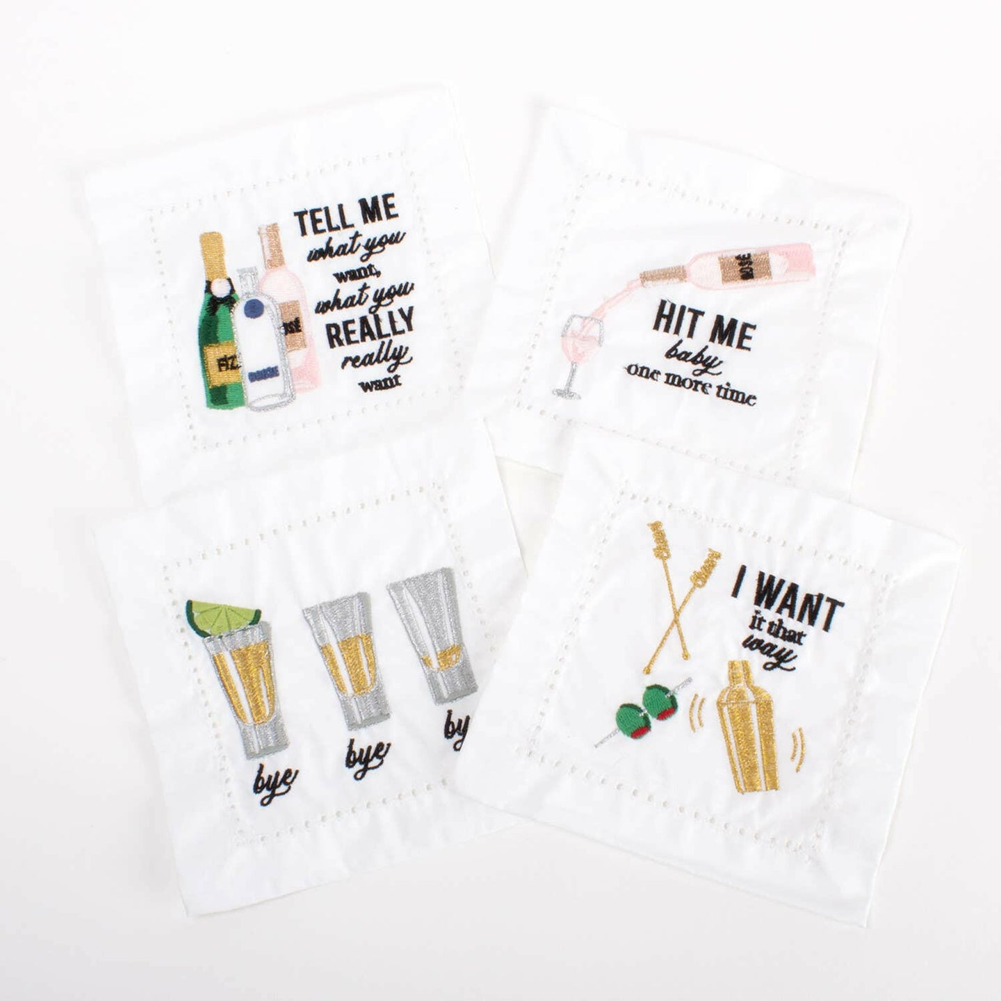 90's Embroidered Cocktail Napkin Set.