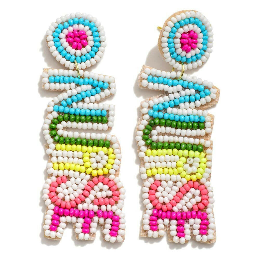 Nurse Bright Seed Beaded Drop Earrings.