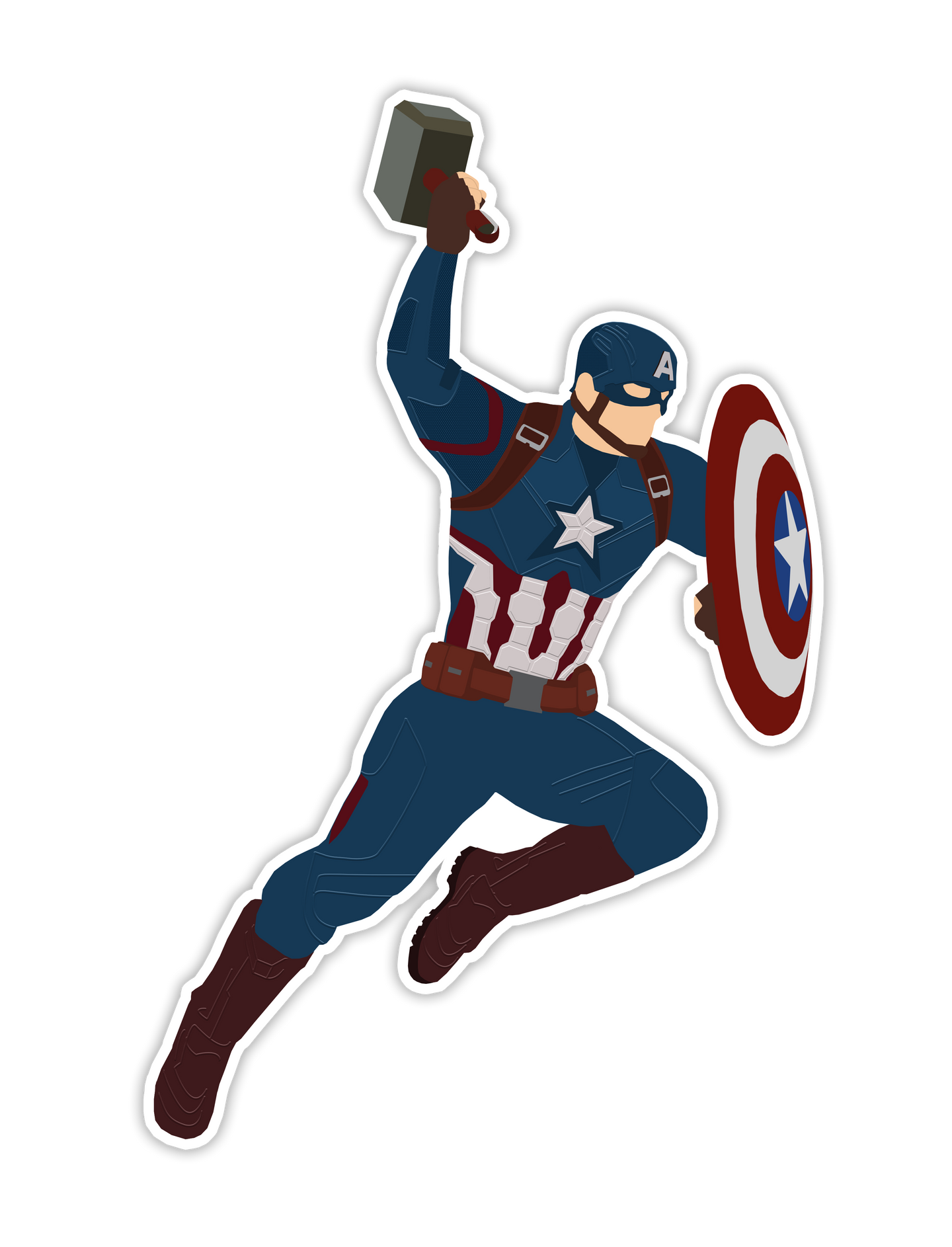 Captain America with Thor's Hammer Sticker.