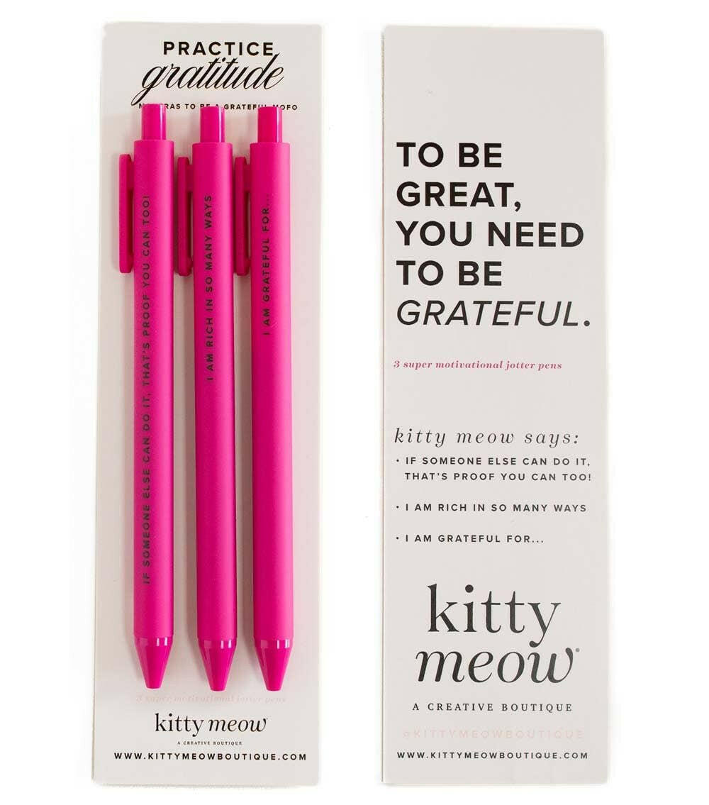 Practice Gratitude Pen Set - 3 Bright Pink Jotters RIGHT HAN.