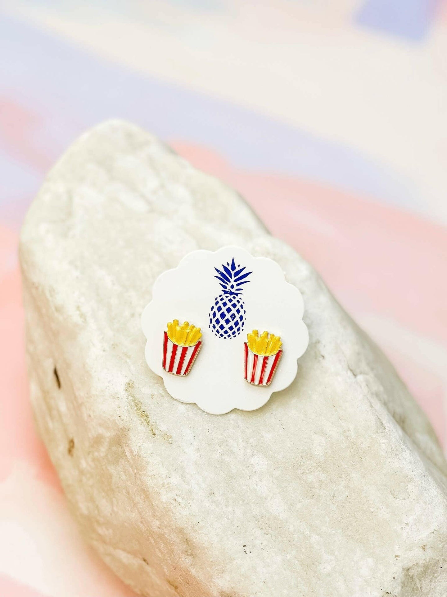 French Fries Signature Enamel Stud Earrings.