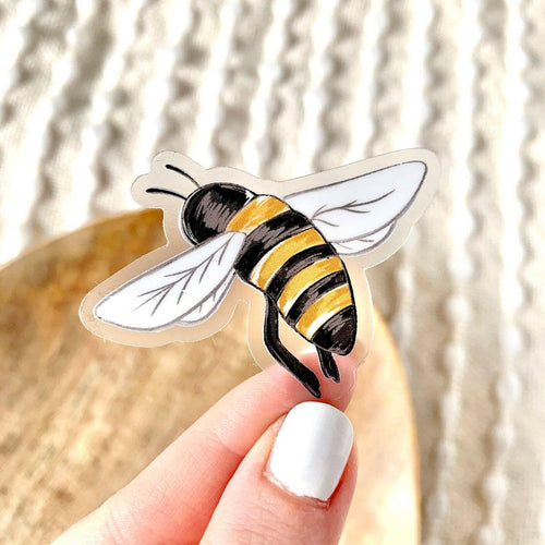 Clear Honey Bee Sticker 2x2 in..