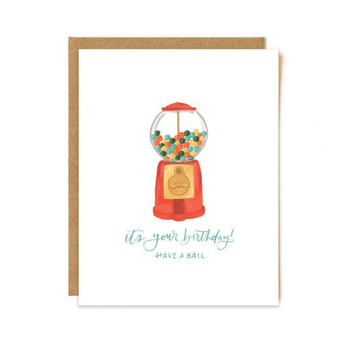 Gumball Birthday Greeting Card Stationery.