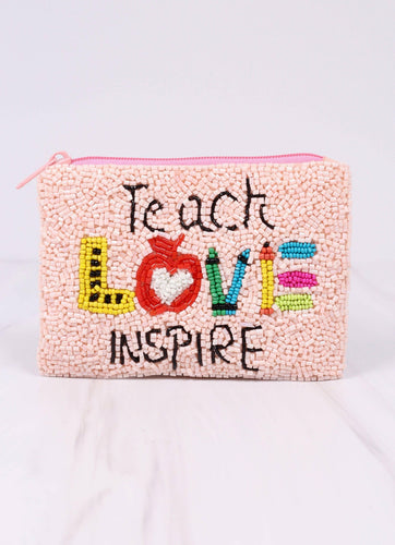 Teach Love Inspire Beaded Pouch MULTI.