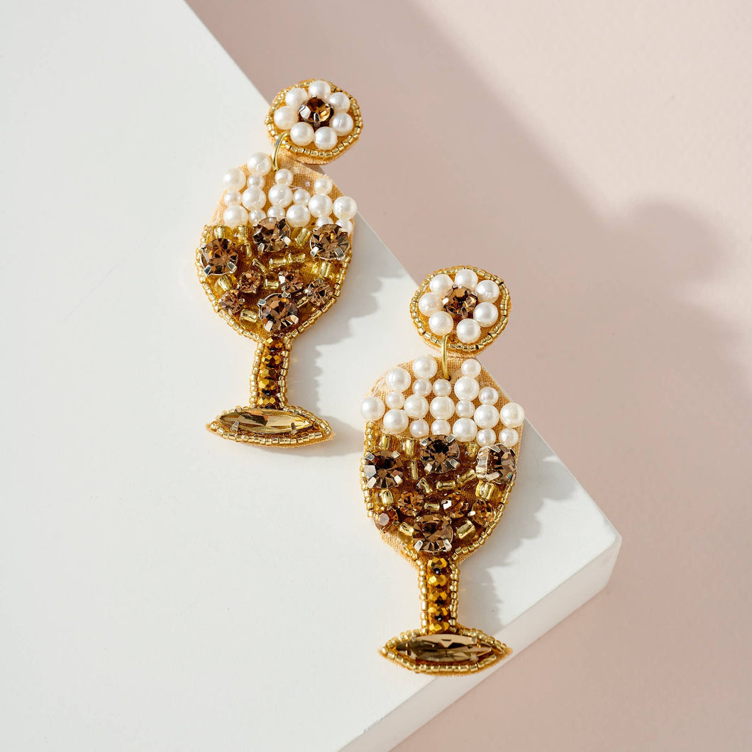 Champaign Glass Dangling Earrings