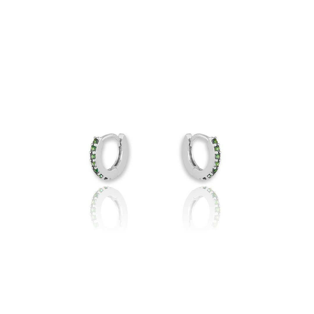 Emerald Green Pave Huggies Tiny Hoops (8 mm).