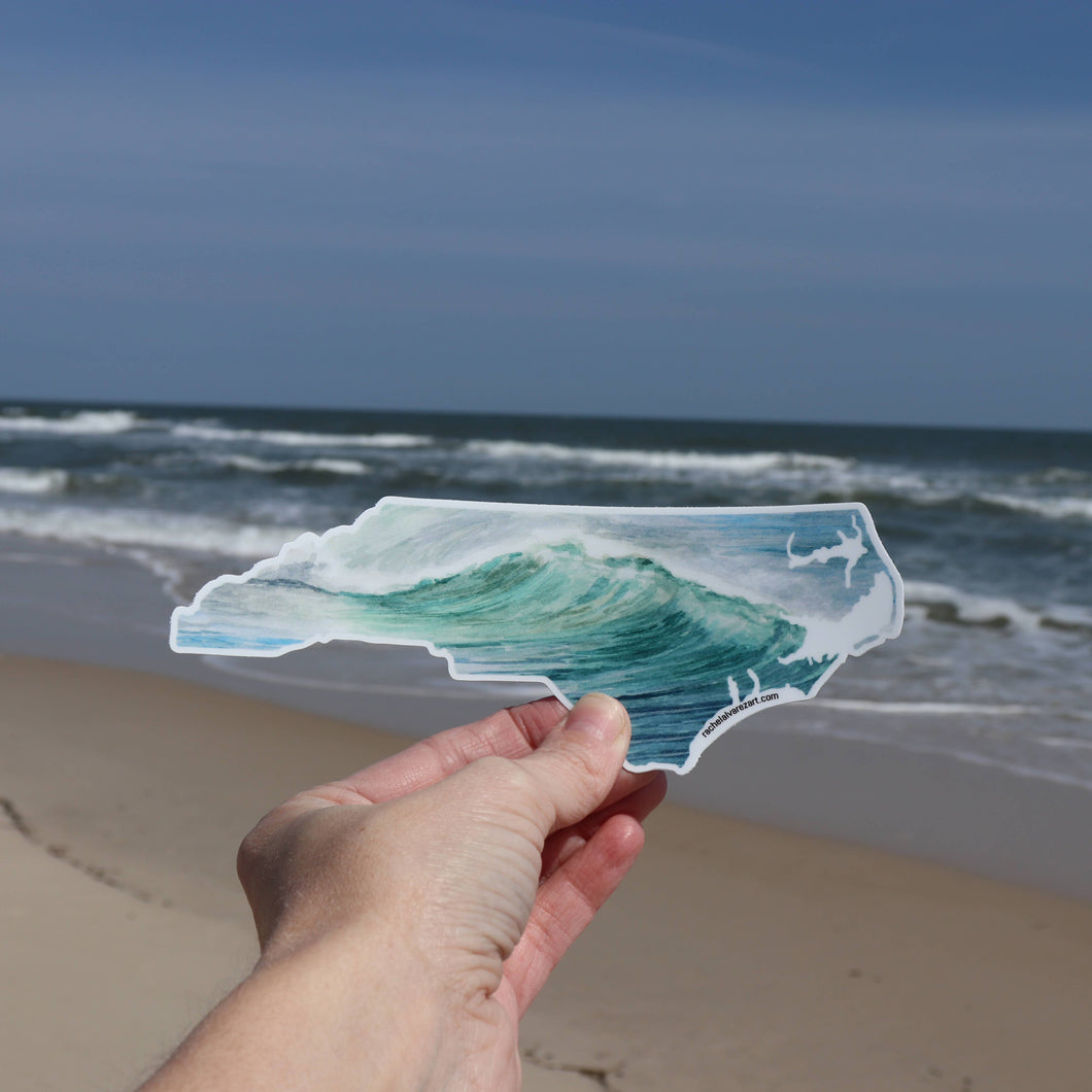 North Carolina Vinyl Sticker Ocean Wave - Large