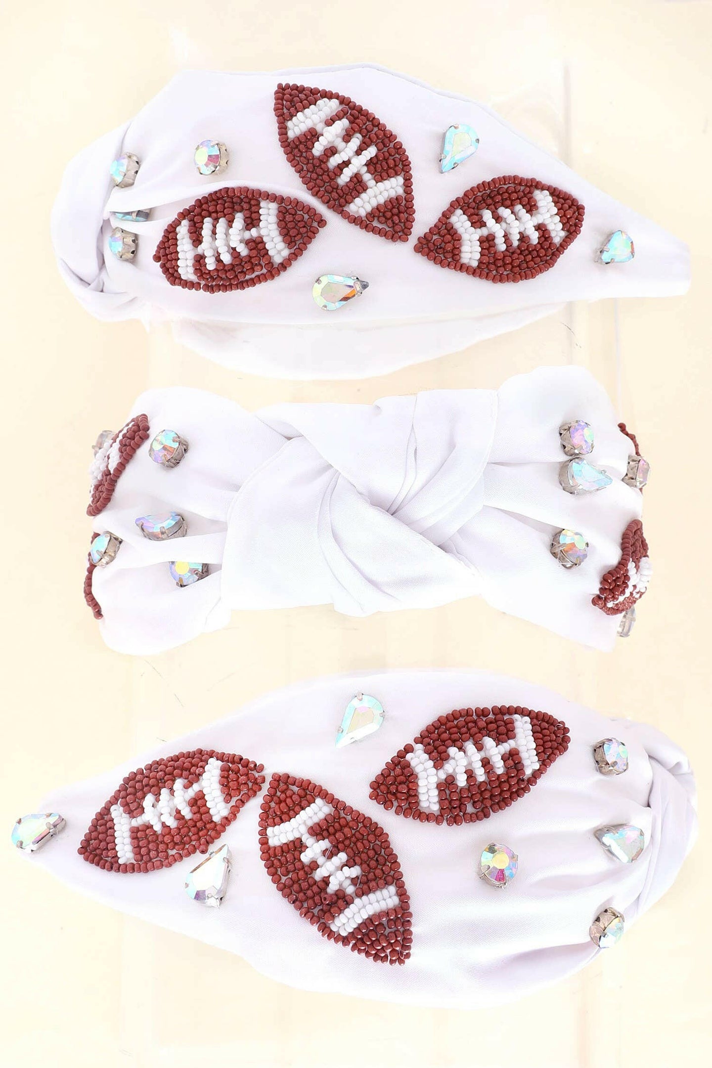 GAME DAY BEADED FOOTBALL KNOTTED HEADBAND.