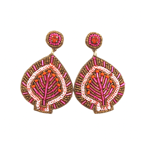 Jaipur Earrings in Pink/Orange/Gold.