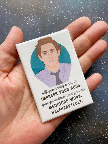 “Impress Your Boss” Jim Halpert The Office Souvenir Magnet.