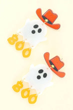 Load image into Gallery viewer, Western Ghost Glitter Halloween Acetate Earrings.
