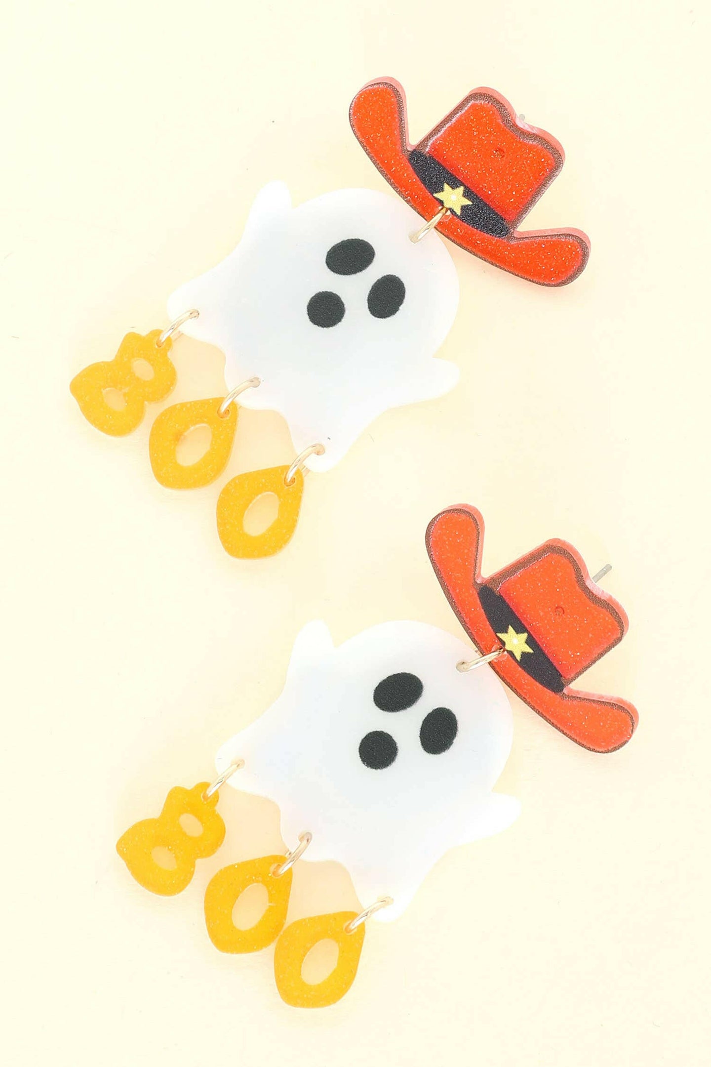 Western Ghost Glitter Halloween Acetate Earrings.