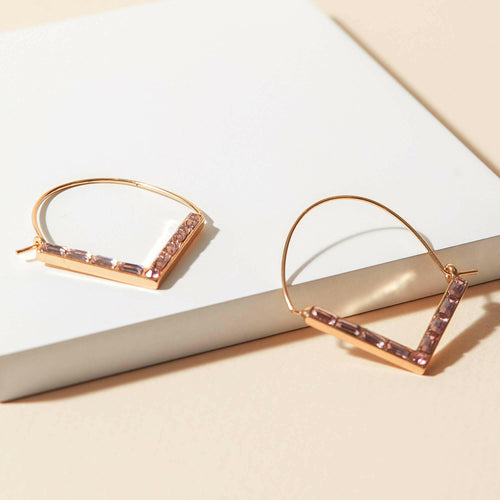 Rhinestone Chevron Hoop Earrings.