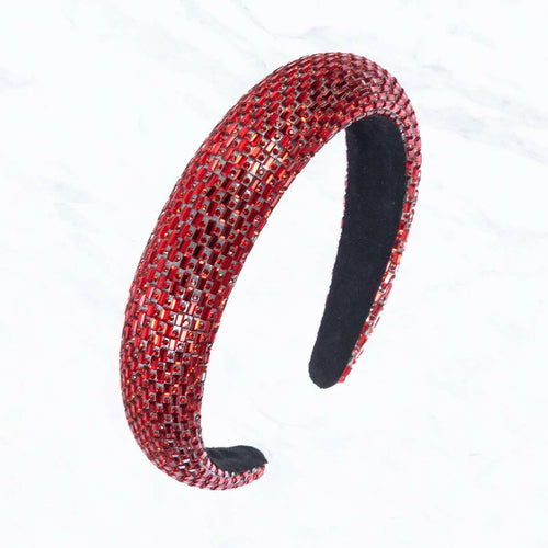 Baguette Stone Hair Band: Red.