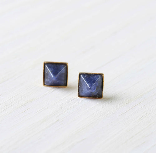 Pyramid Stone Studs- Sodalite.