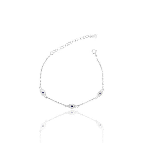 CZ Diamond Triple Evil Eye Bracelet.