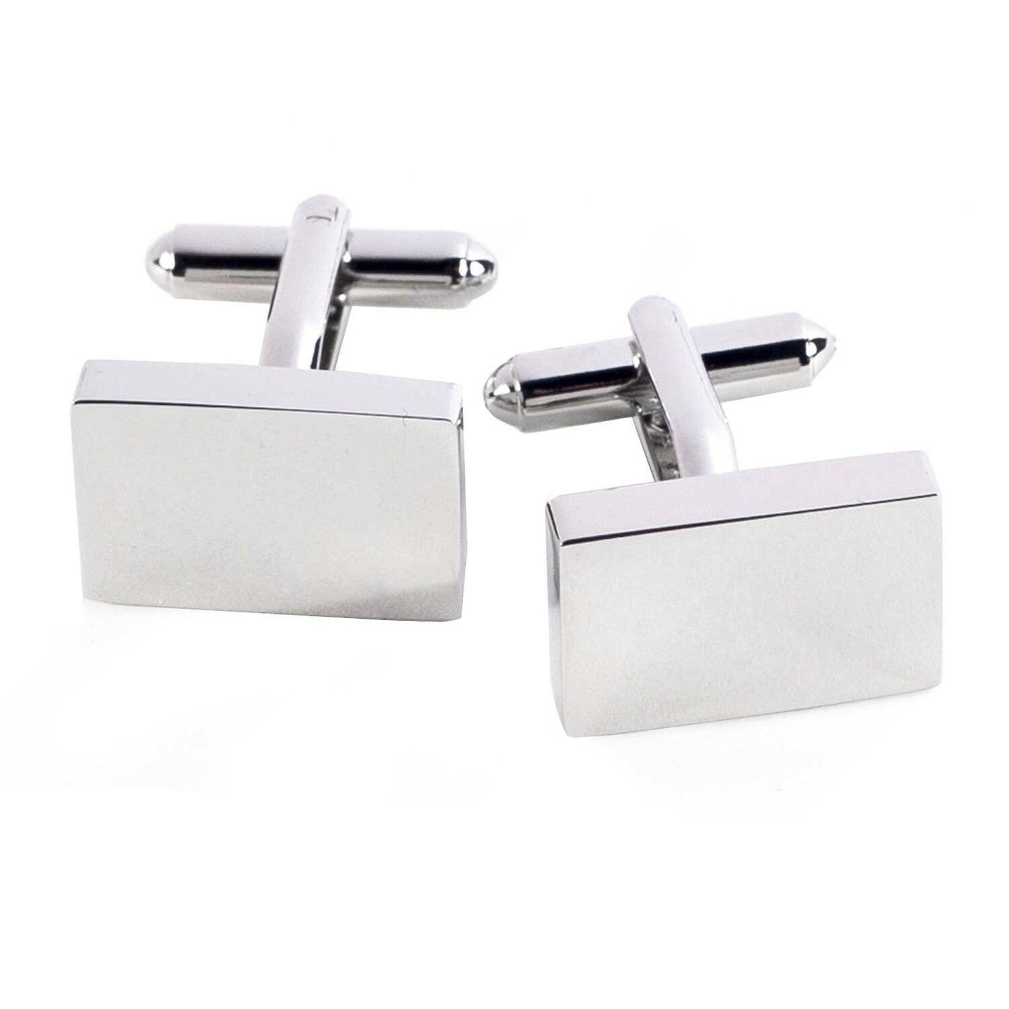 Rhodium Plated Rectangular Cufflinks.