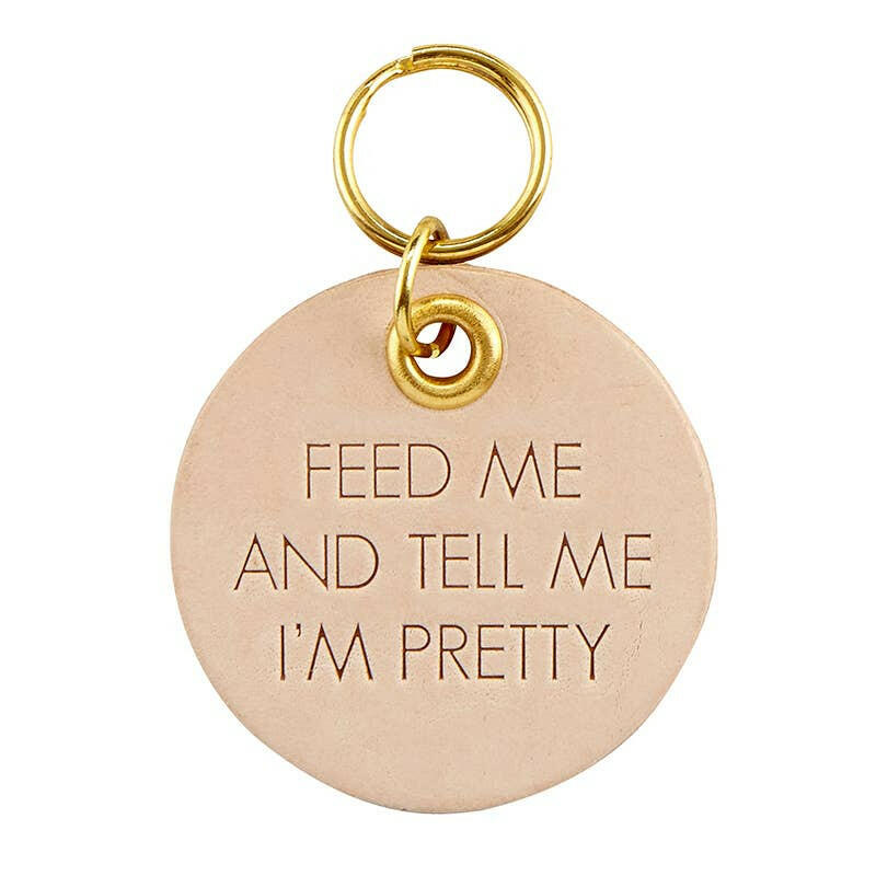 Leather Pet Tag - Feed Me.