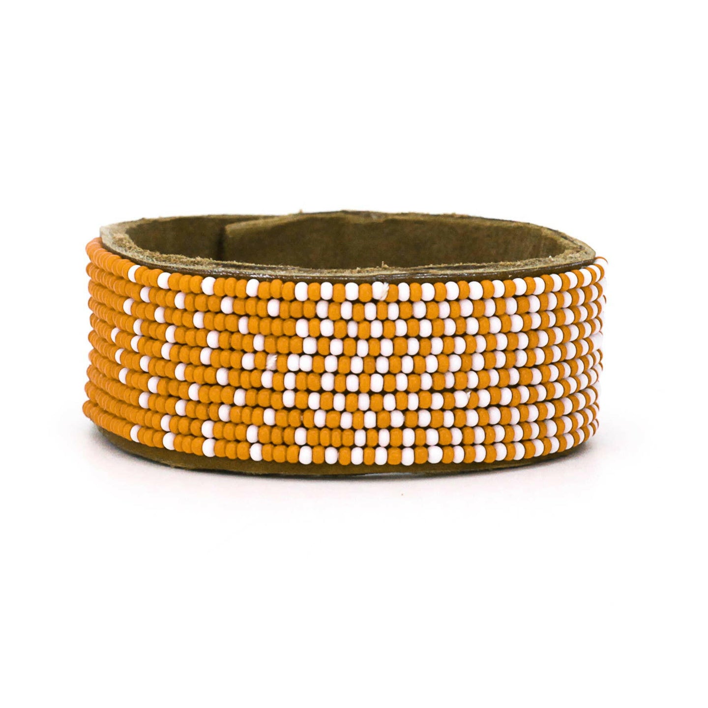 Medium Orange and White Ombre Leather Cuff.