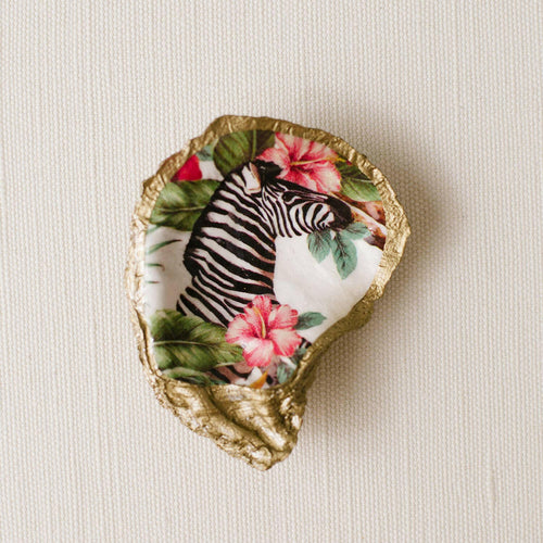 Tropical Decoupage Oyster Ring Dish.