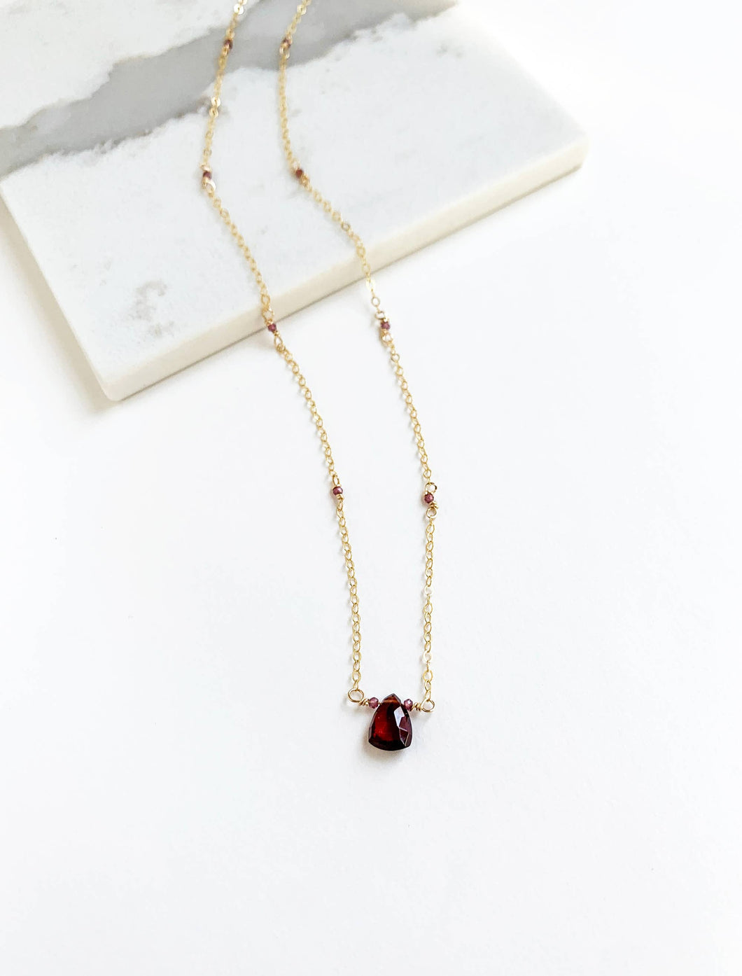Dainty Garnet Necklace | Red Gemstone Necklace