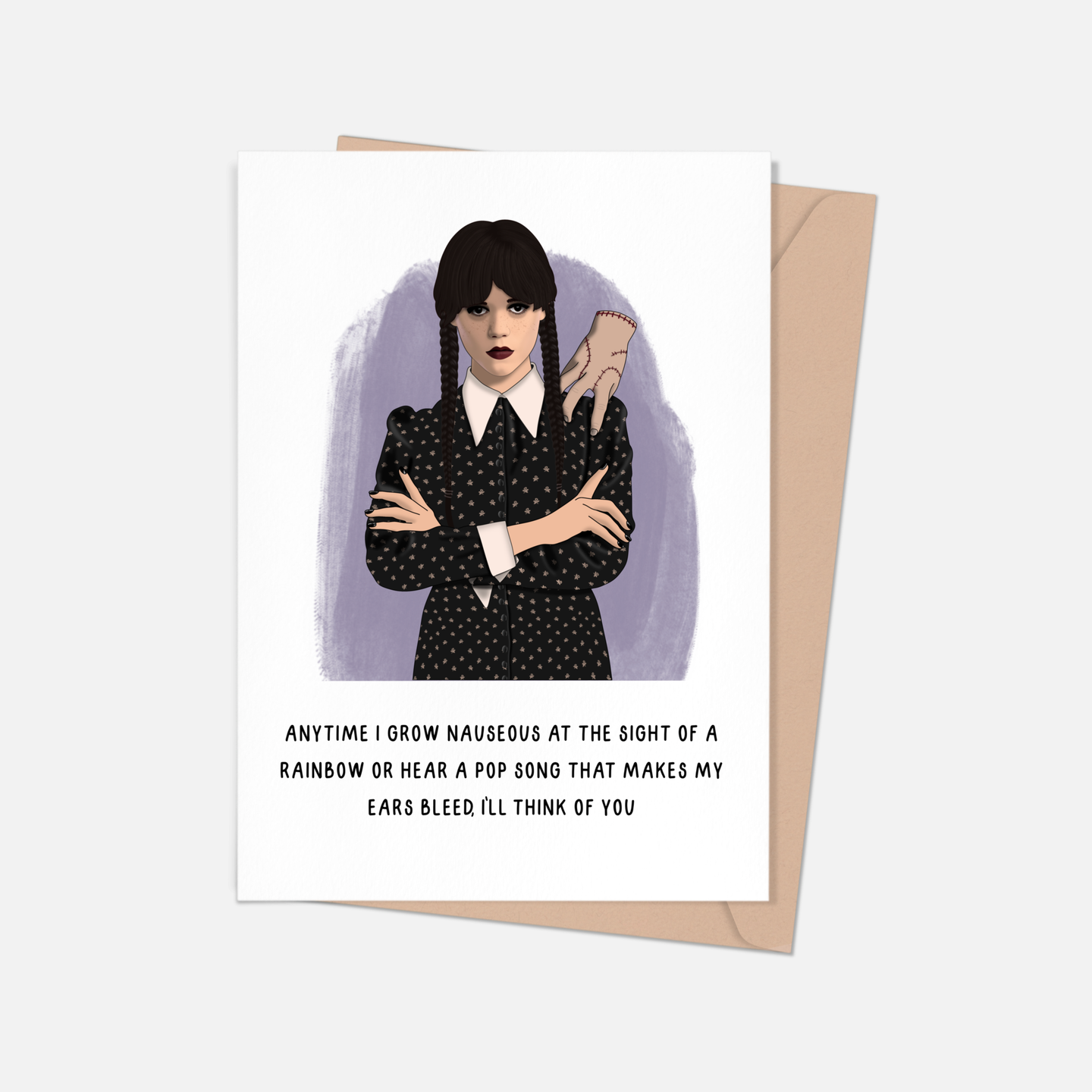 Wednesday Addams Thinking of You Love Card.