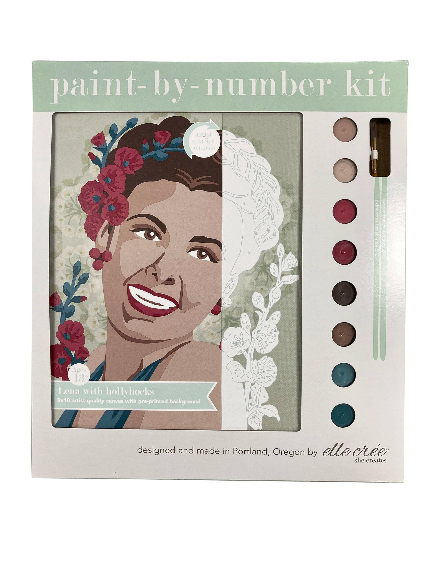 Lena with Hollyhocks Paint-by-Number Kit.