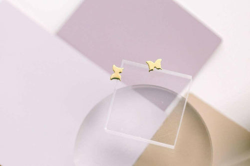Butterfly Stud Earrings in Brass.