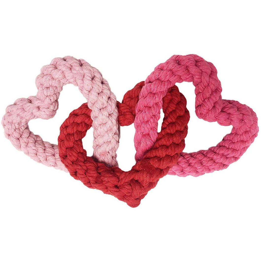 Midlee Interlocking Heart Rope Valentine Dog Toy
