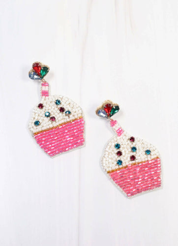 Cupcake Party Beaded Earring PINK.