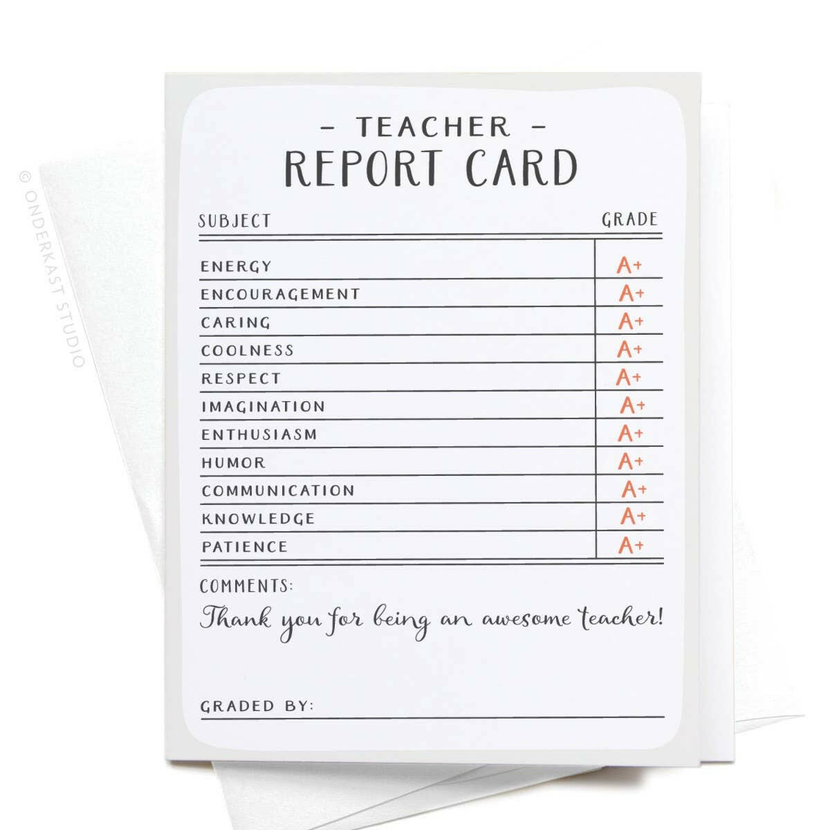 Teacher Report Card Greeting Card.