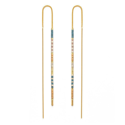 Miyuki Seed Bead Threader Earrings in Sky.