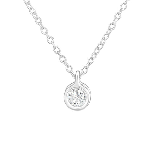 CZ Pendant - Sterling Silver Delicate Necklace.