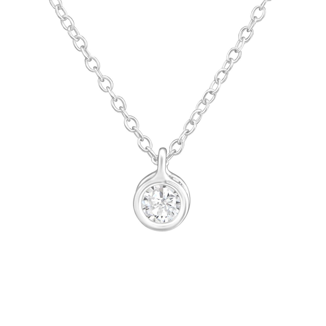 CZ Pendant - Sterling Silver Delicate Necklace