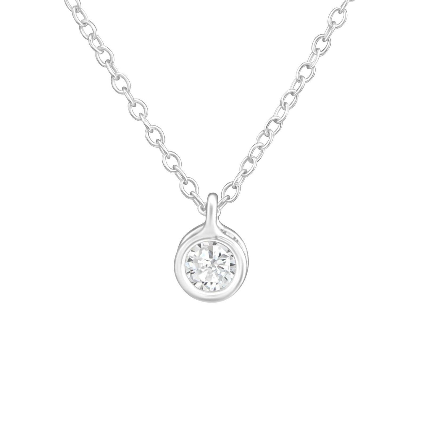 CZ Pendant - Sterling Silver Delicate Necklace.