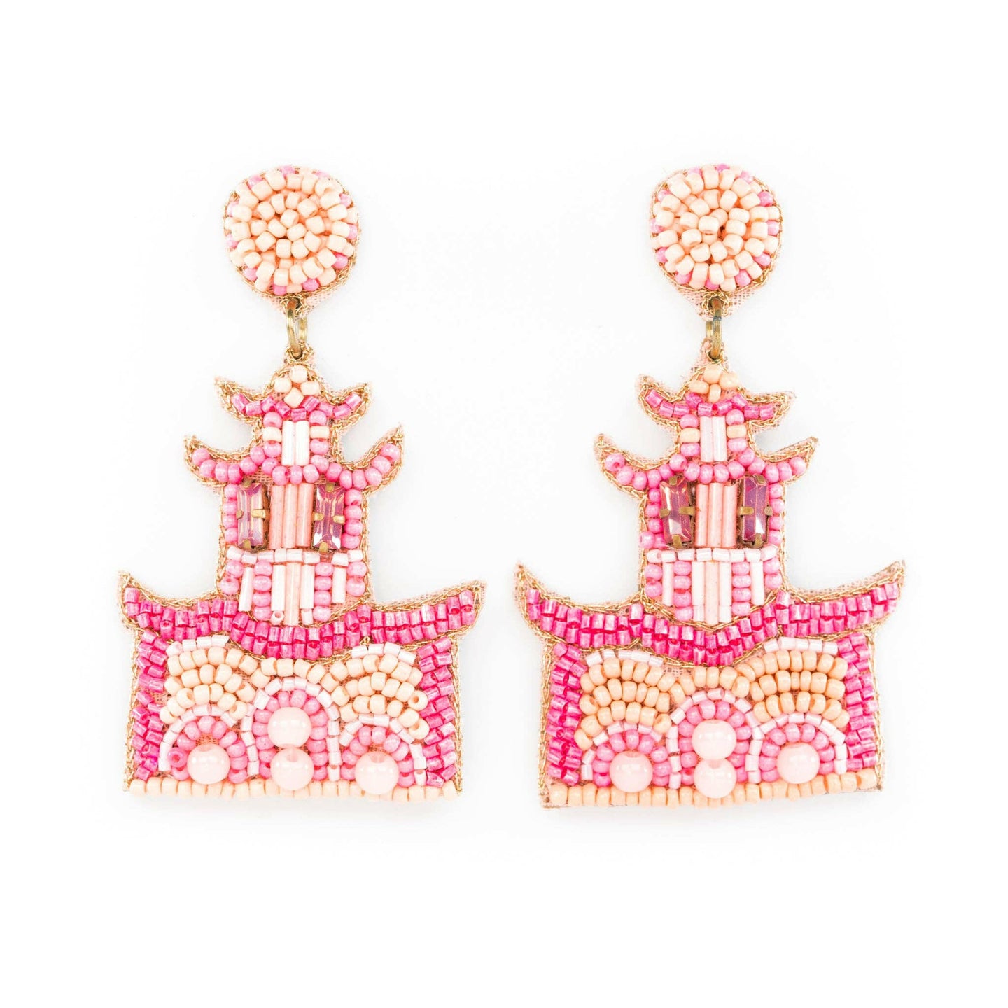 Pink Pagoda Earrings.