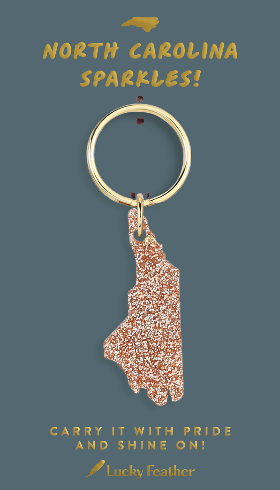 Glitter Keychain - State - NORTH CAROLINA