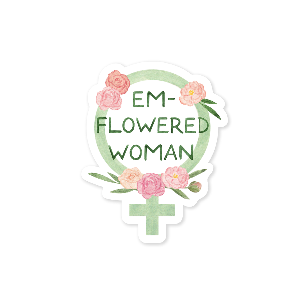 Em-Flowered Woman Feminist Plant Sticker