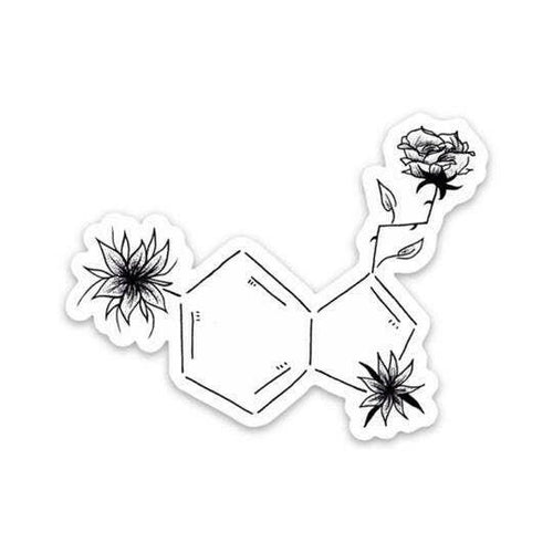 Black and White Serotonin Symbol Sticker.