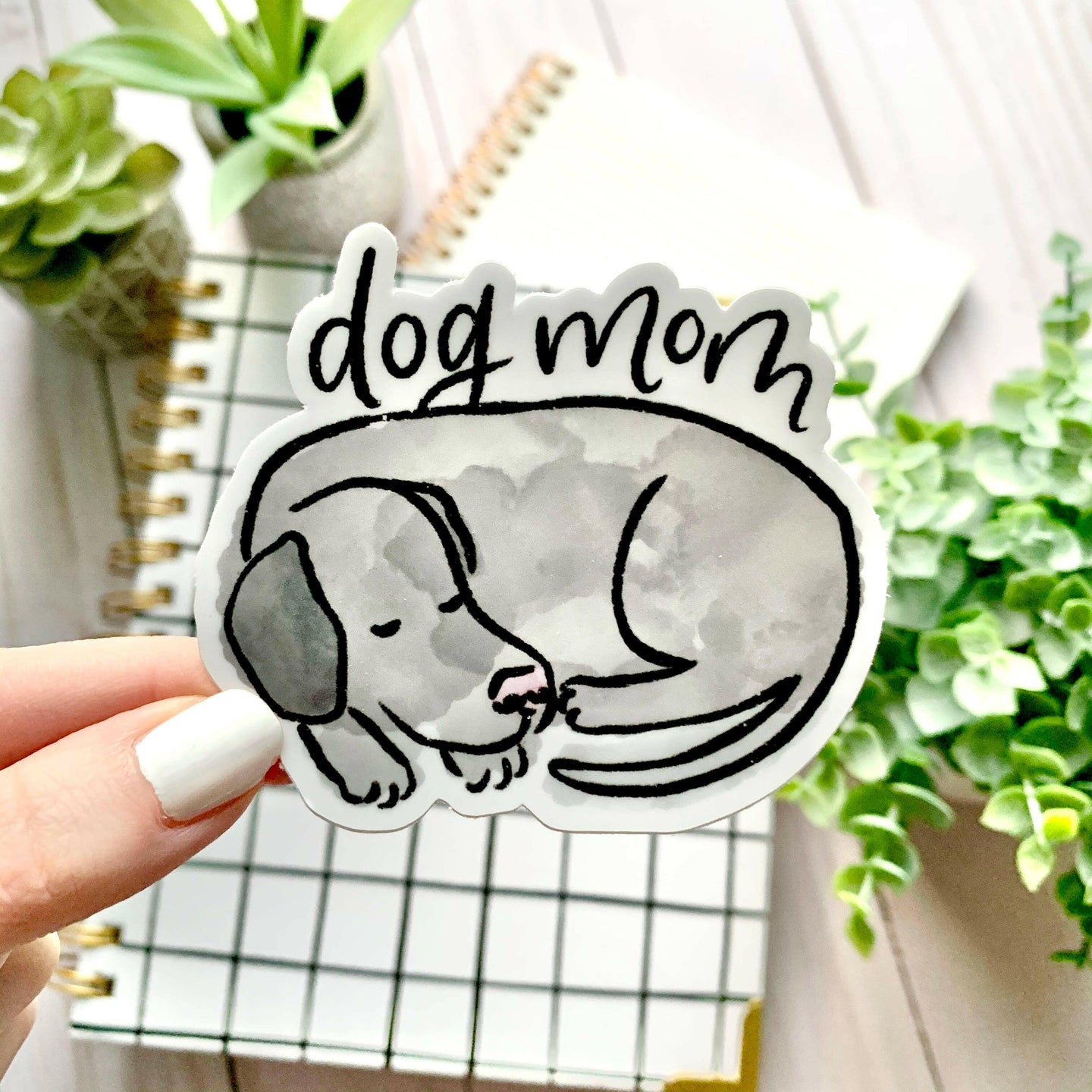 Watercolor Dog Mom Sticker 3x3in..