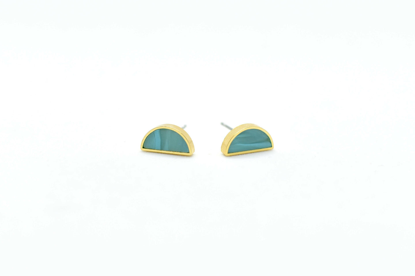 Aquamarine Half Moon Stud Earrings.