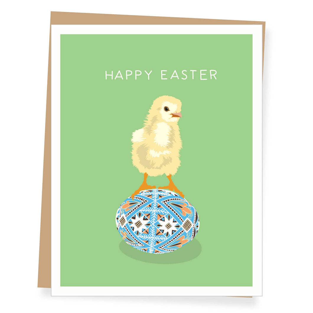 Chick with Ukrainian Egg Easter Card