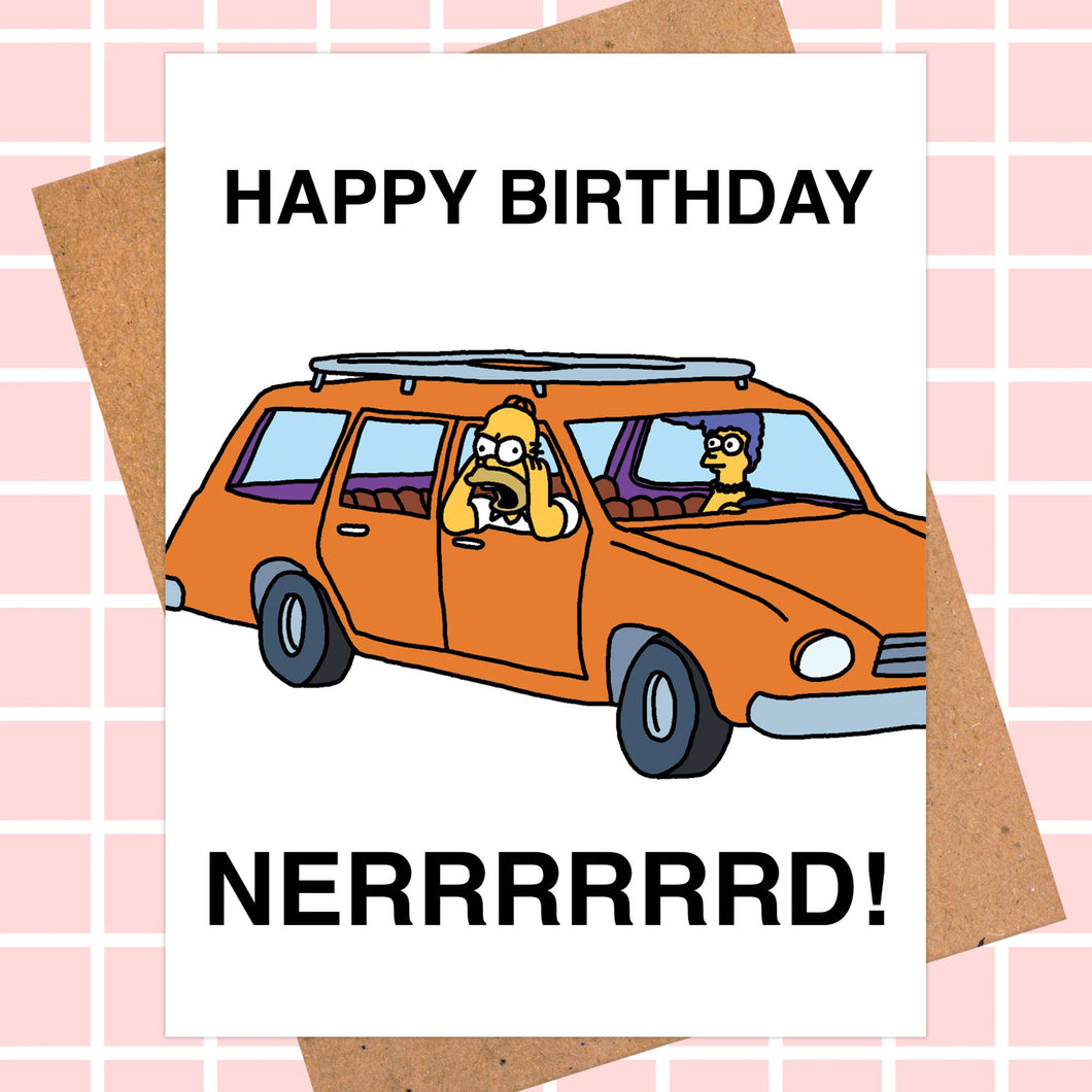 Nerd Birthday Card, Homer Simpson Birthday Card
