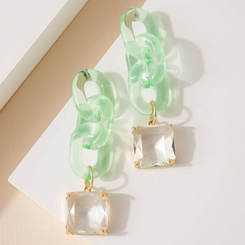 Acetate Chain Link Dangling Earrings.